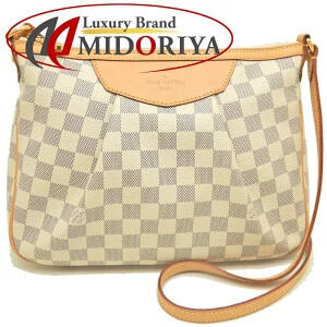 Louis Vuitton Damier Siracusa Shoulder Bag Canvas Leather Azur White